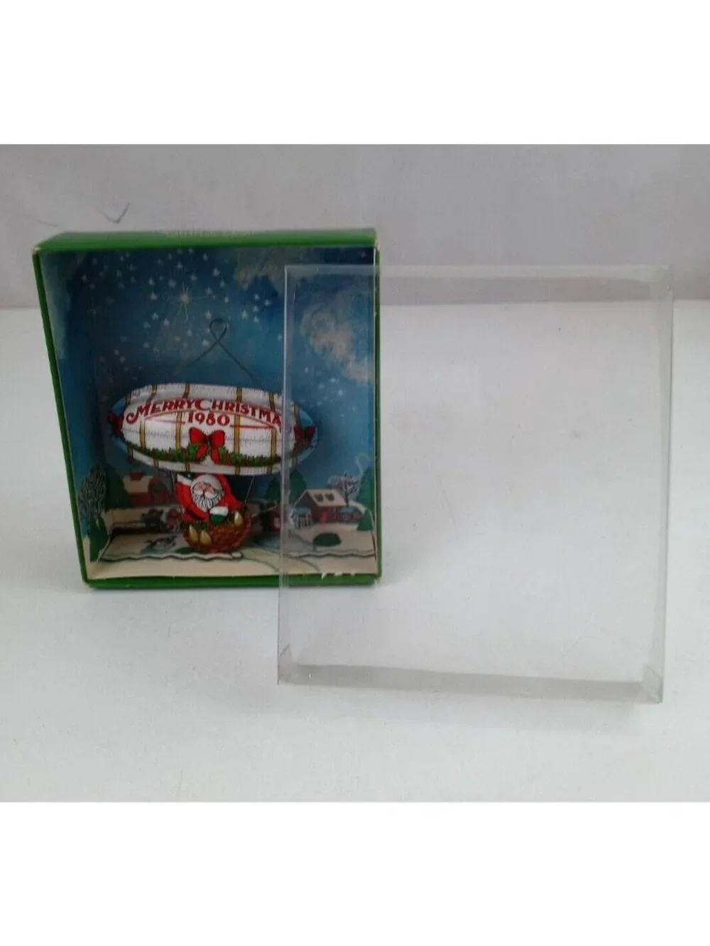 Vintage 1980 Hallmark Santa's Flight Tin Metal Blimp Zeppelin Christmas Ornament